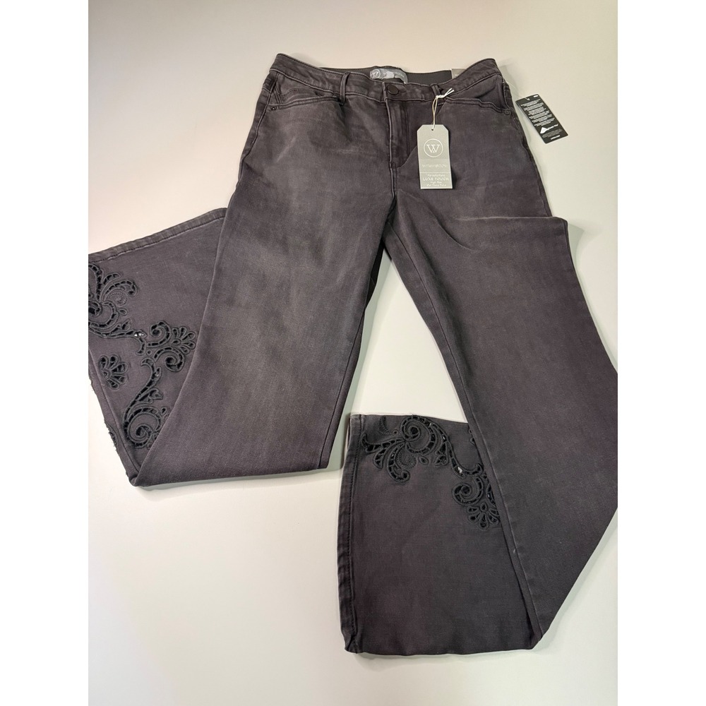 Wit & Wisdom Absolution Luxe Touch High Rise Flare Jeans Washed Black 10 NWT